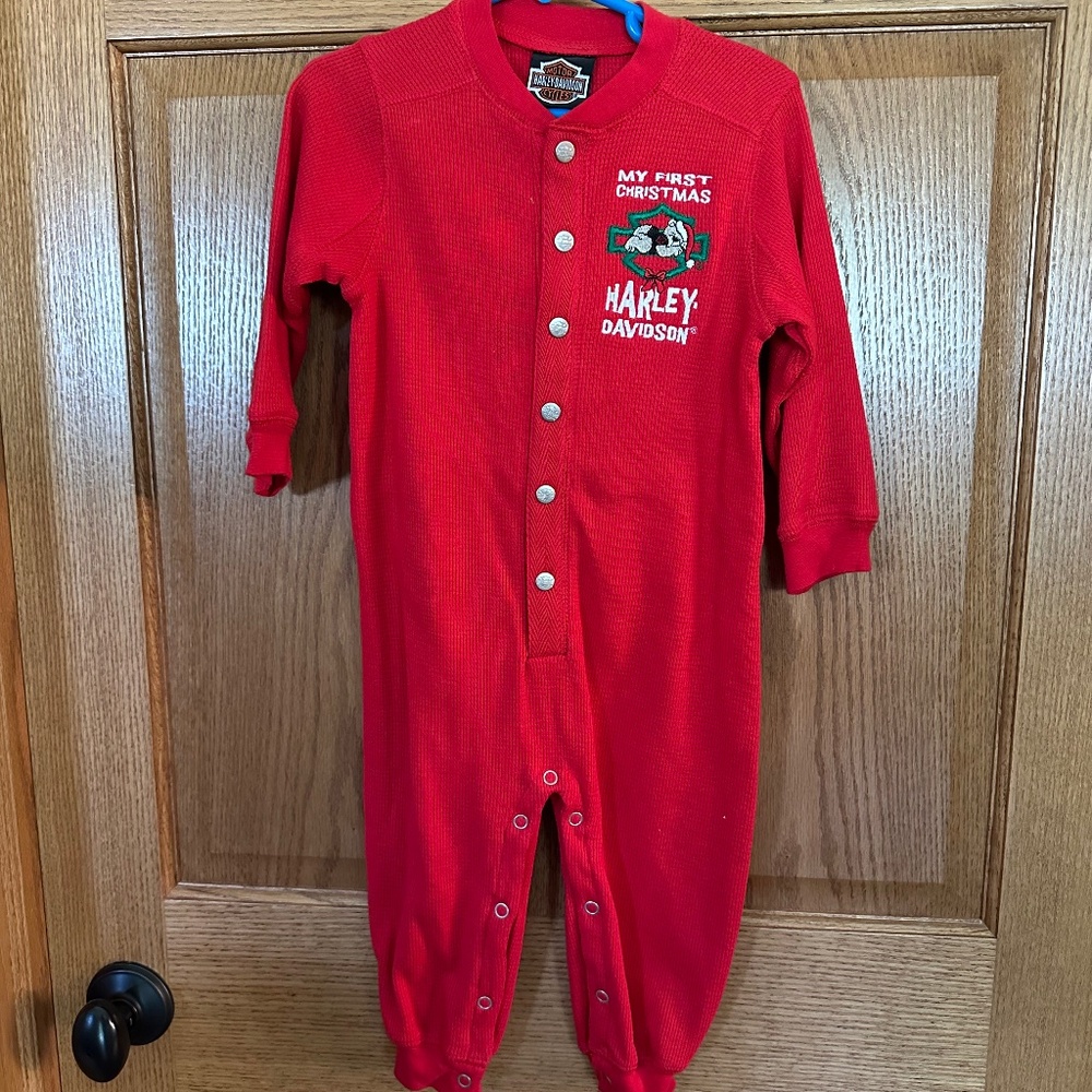 Harley-Davidson One Piece Red Thermal Outfit for baby - "My First Christmas"